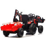 Elektrický traktor s lyžicou a vlečkou SX2068 - červený